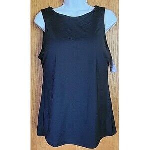 Lands End Women's Black 12 Swim Top High Neck Padded Bra Solid S514